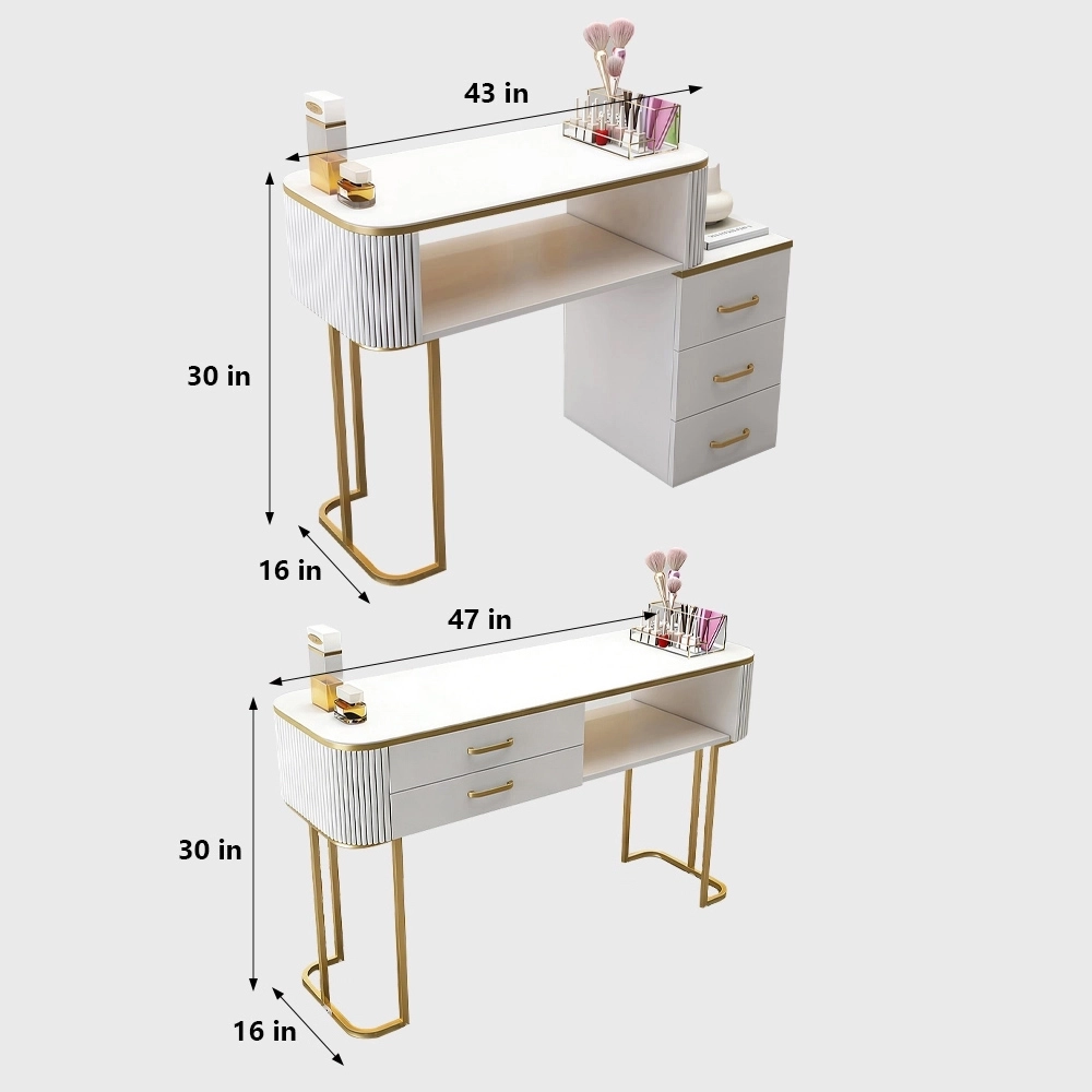 Light Luxury Creamy Nail Table with Multifunctional Minimalist Storage - image 7