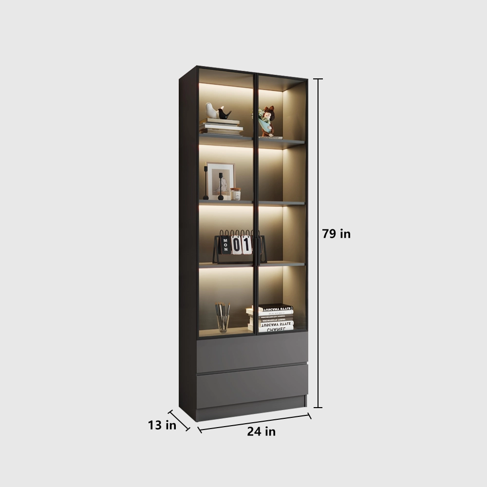 Bookcase with Glass Doors for Display Storage - image 8
