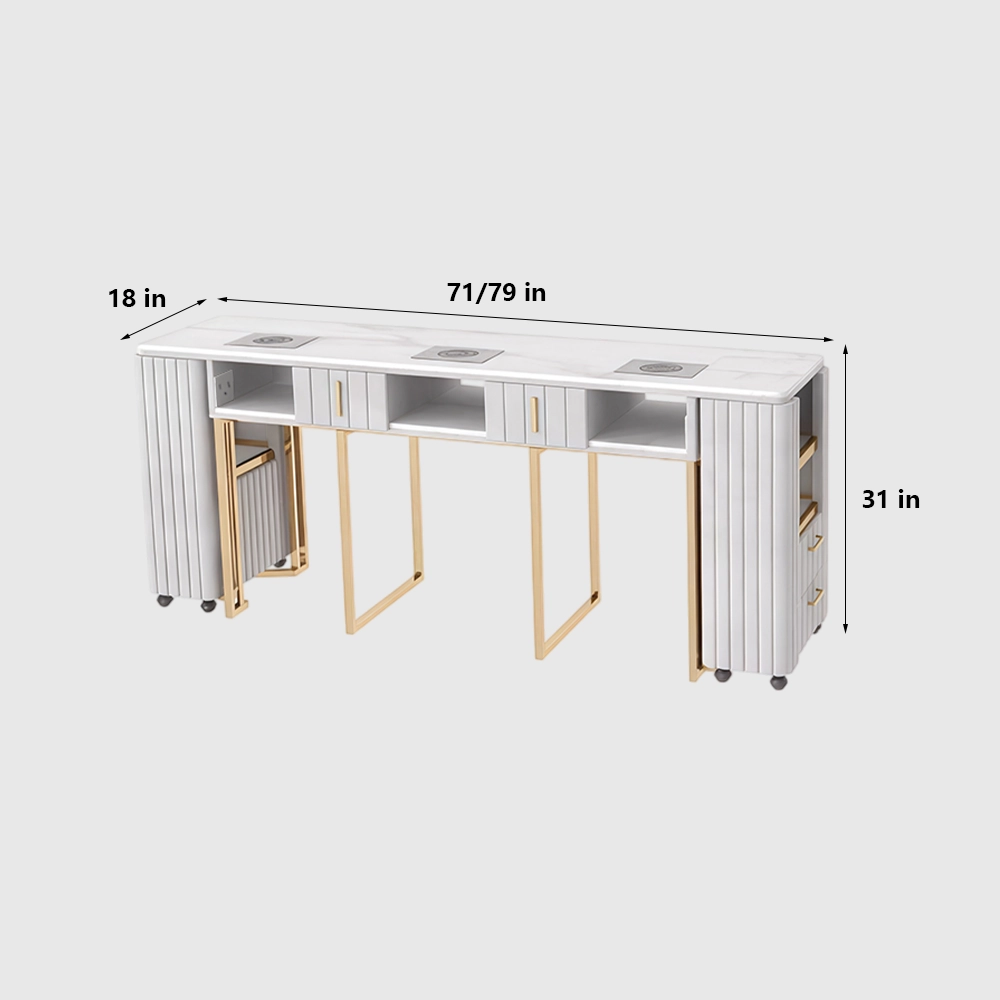 Multi-Seat Marble Manicure Desk Set - image 9