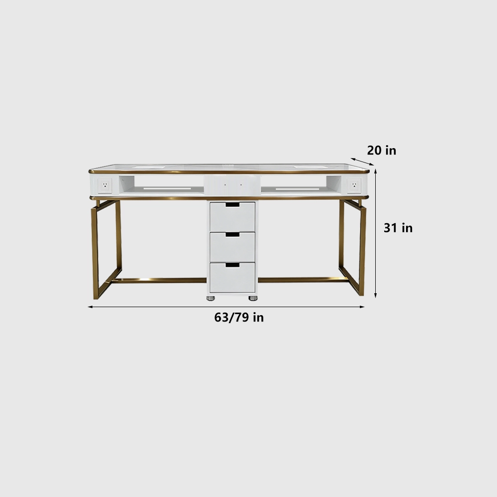 Modern Marble Manicure Desk with Vacuum Drawers - image 9