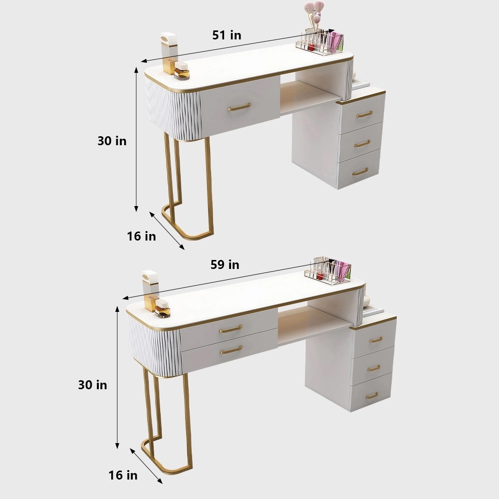 Light Luxury Creamy Nail Table with Multifunctional Minimalist Storage - image 8