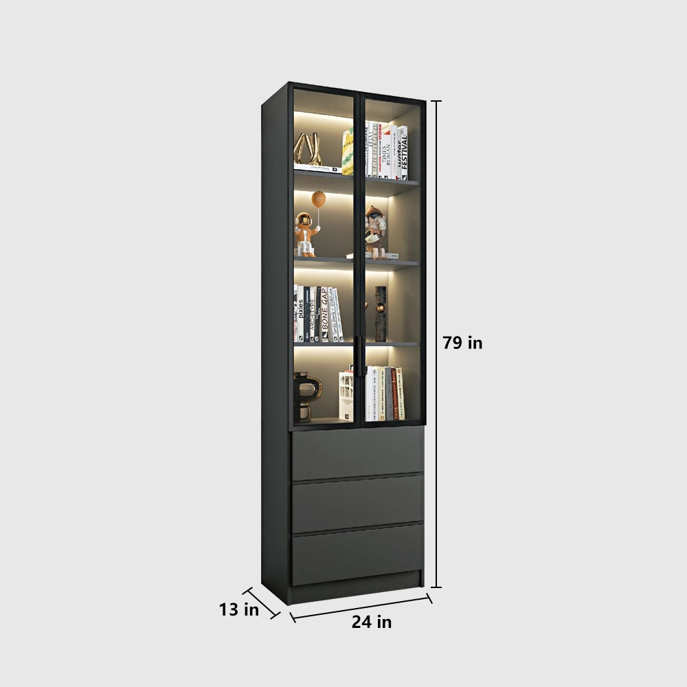 Bookcase with Glass Doors for Display Storage - image 9