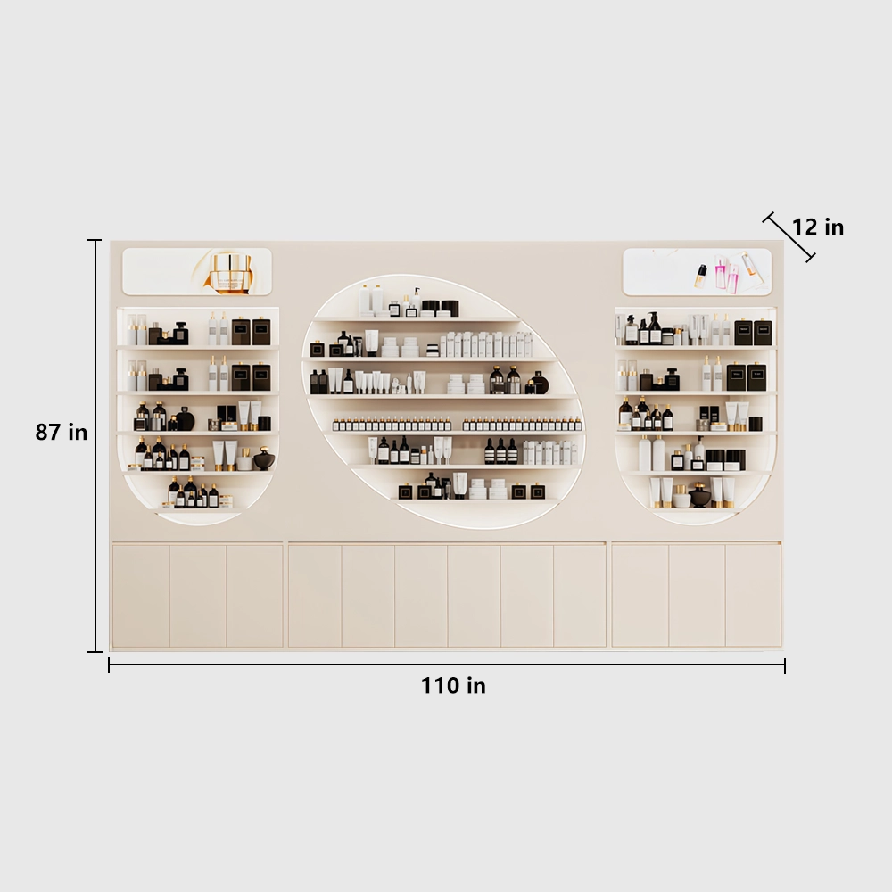 Curved Multi-Tier Display Cabinet for Salon - image 11