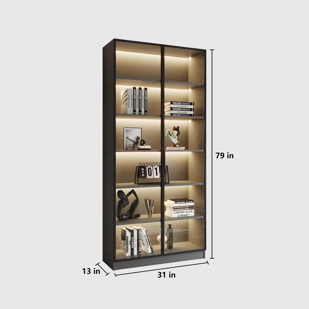 Bookcase with Glass Doors for Display Storage - image 11