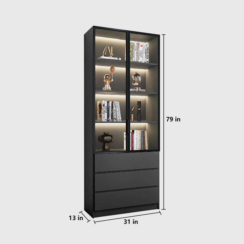 Bookcase with Glass Doors for Display Storage - image 12