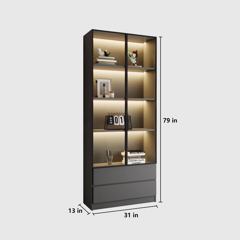 Bookcase with Glass Doors for Display Storage - image 13