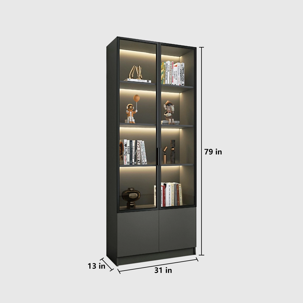 Bookcase with Glass Doors for Display Storage - image 14