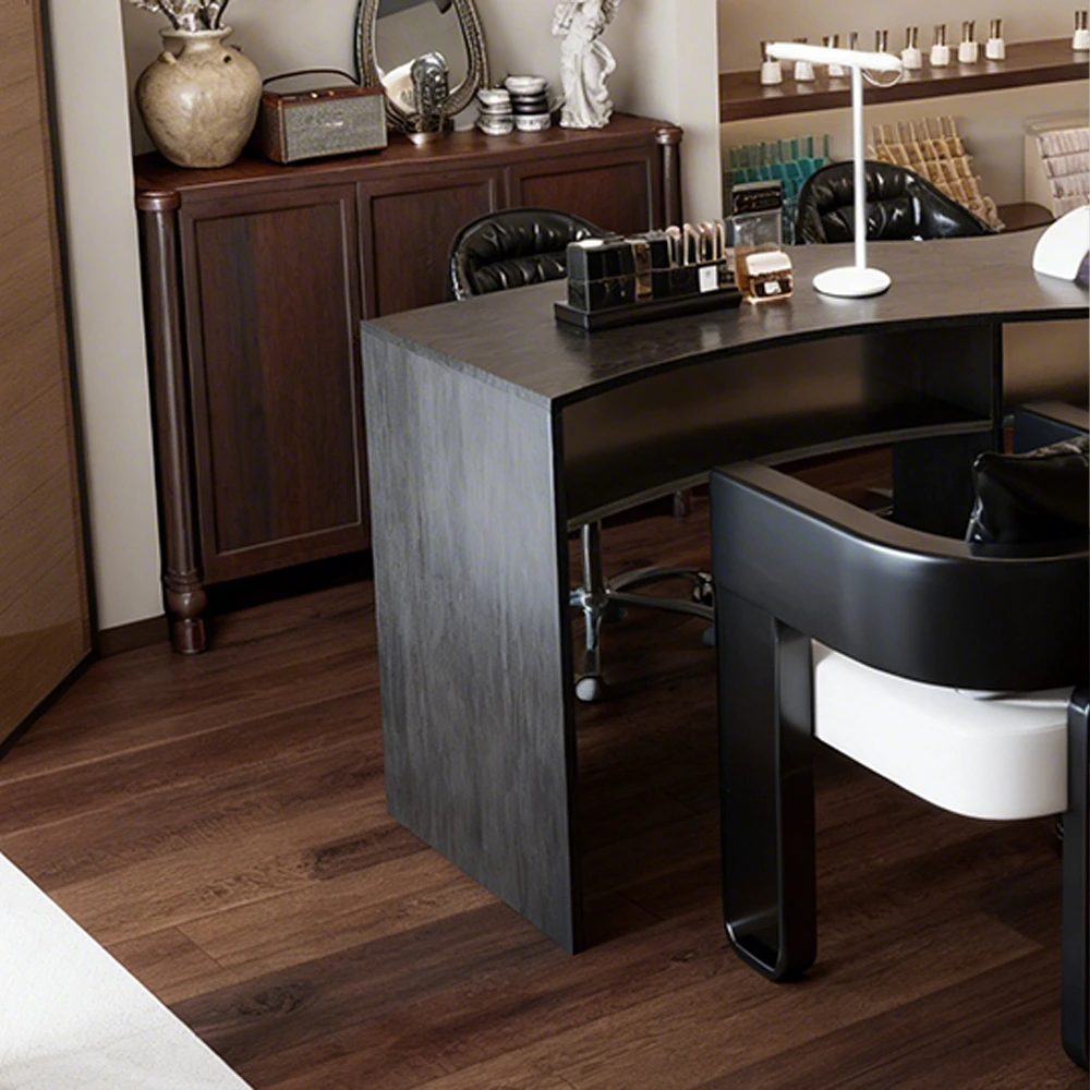Vintage Wood Grain S-Shaped Manicure Desk - image 5