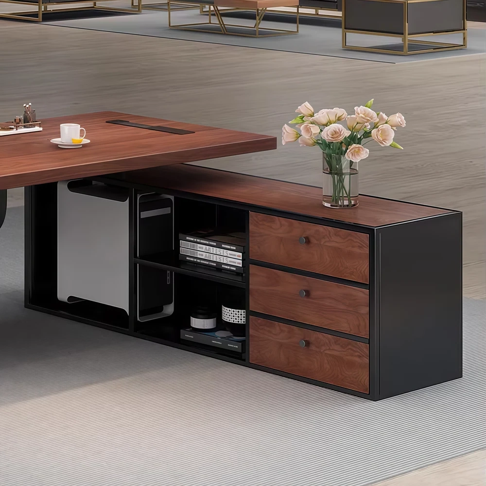 Walnut Wood Office Desk Luxury Executive Style - image 4