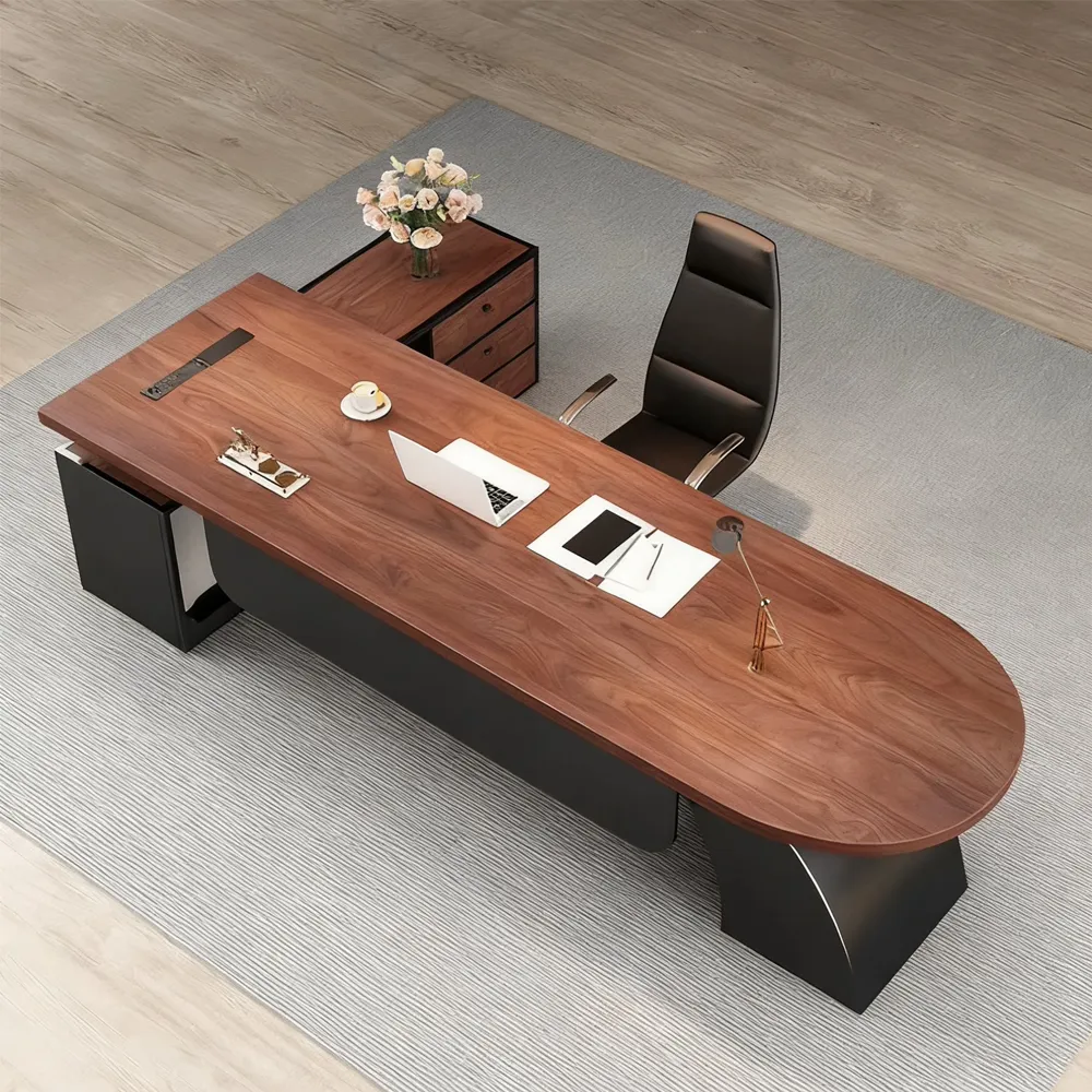 Walnut Wood Office Desk Luxury Executive Style - image 2