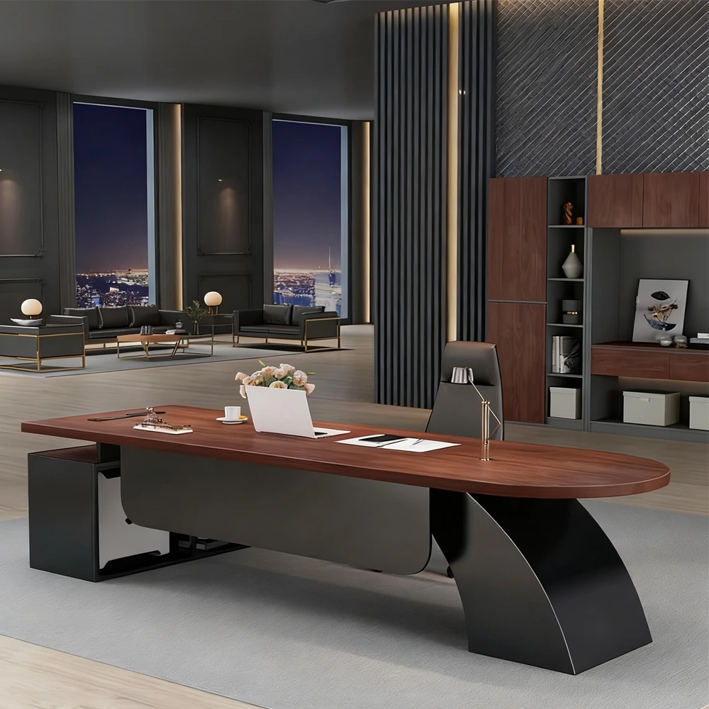 Walnut Wood Office Desk Luxury Executive Style - image 3