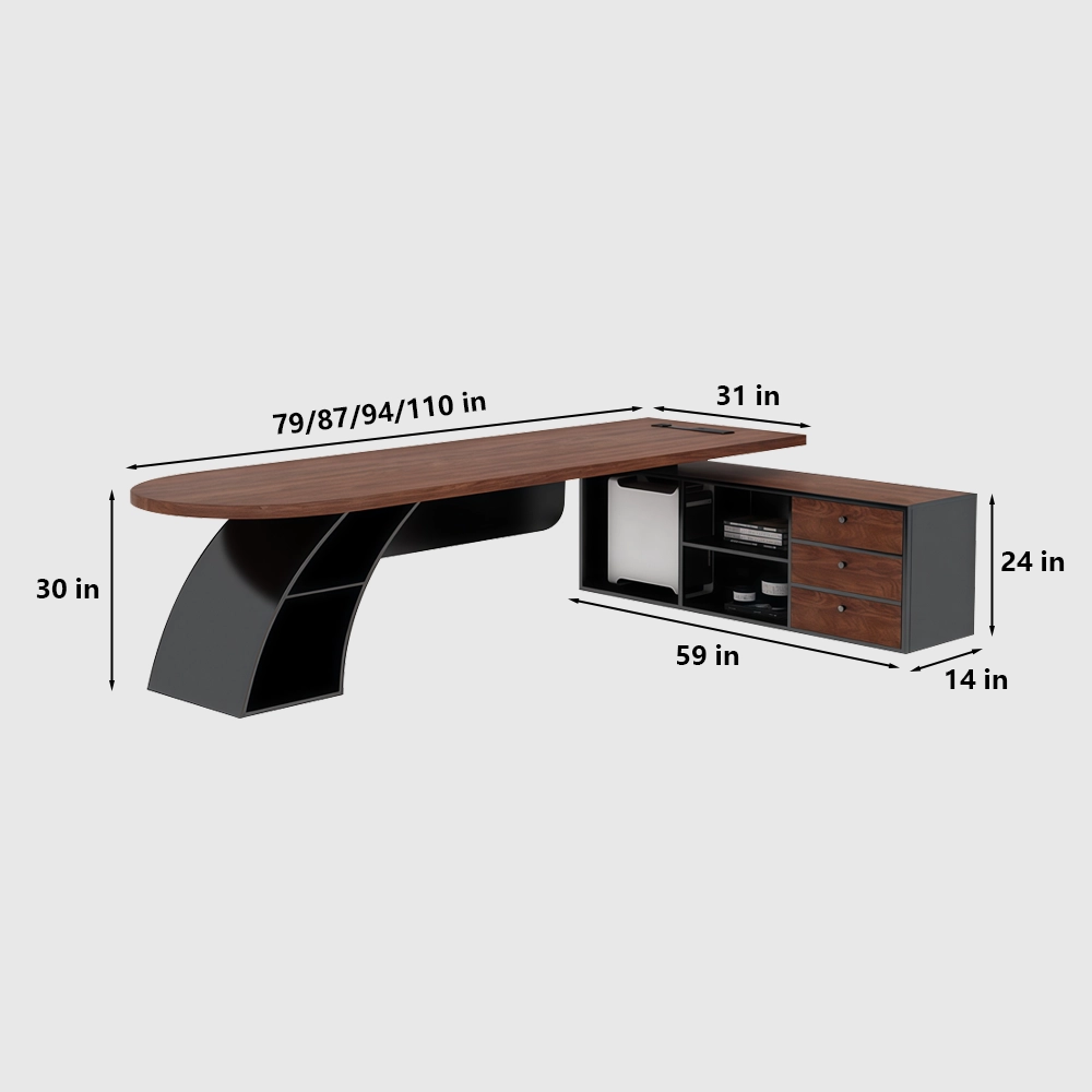 Walnut Wood Office Desk Luxury Executive Style - image 7