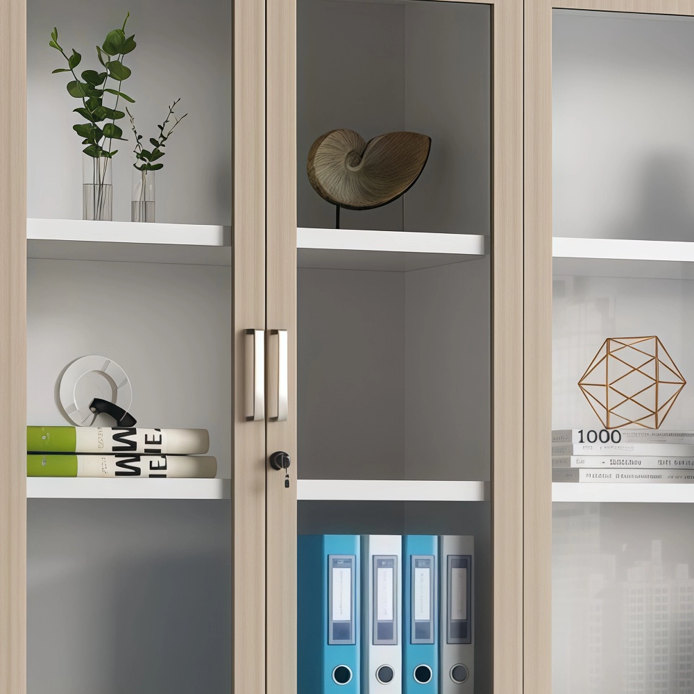 Wooden Bookcase with Lock & Glass Display - image 4