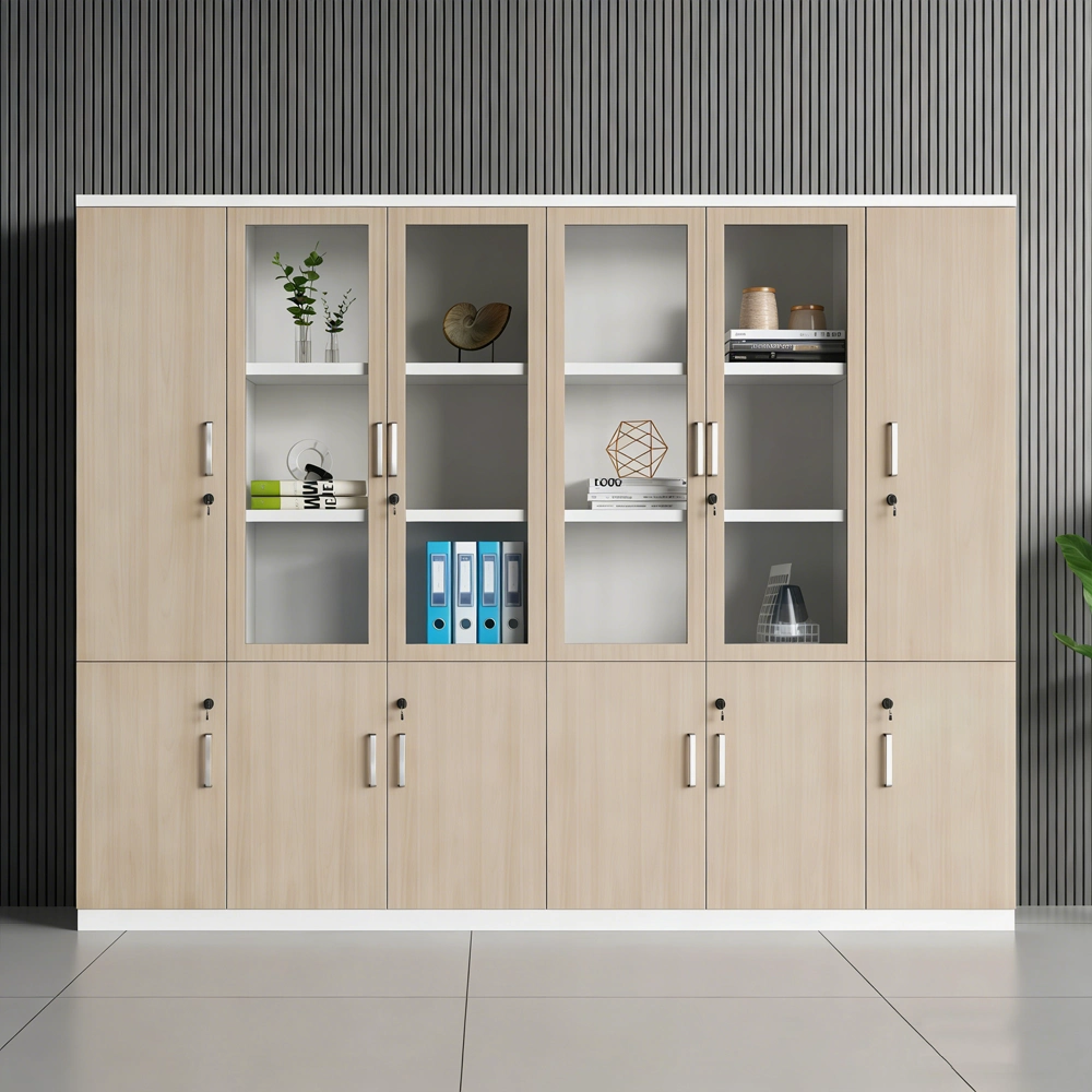 Wooden Bookcase with Lock & Glass Display - image 2