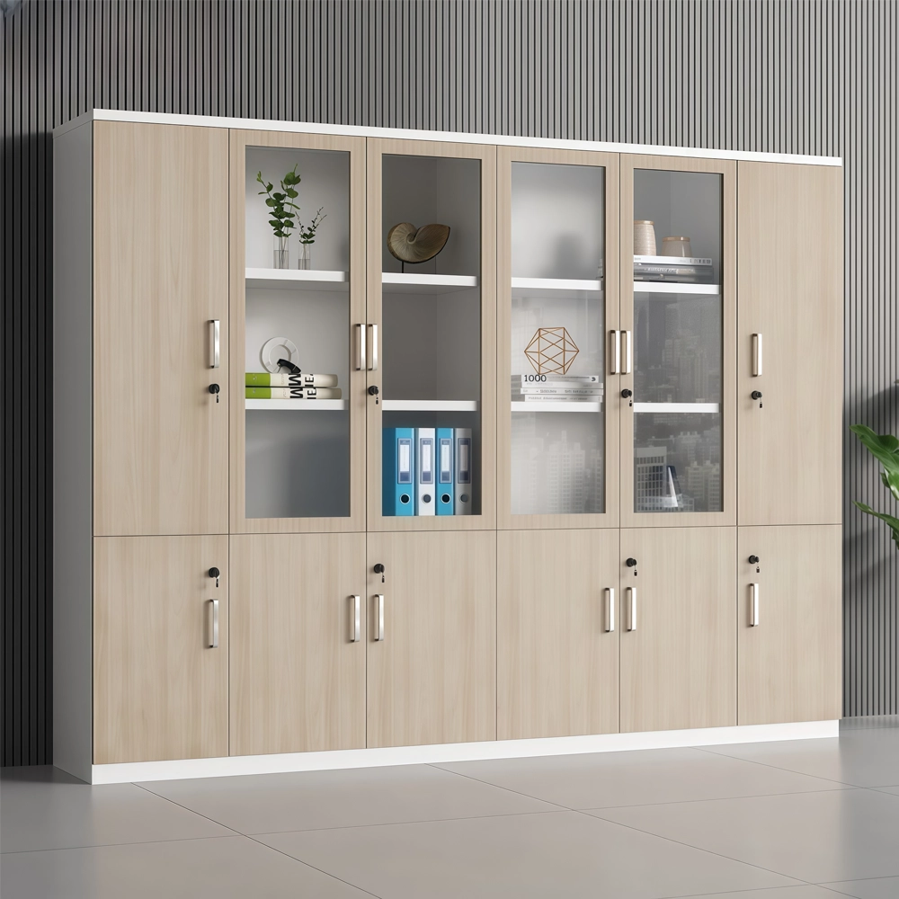 Wooden Bookcase with Lock & Glass Display - image 3