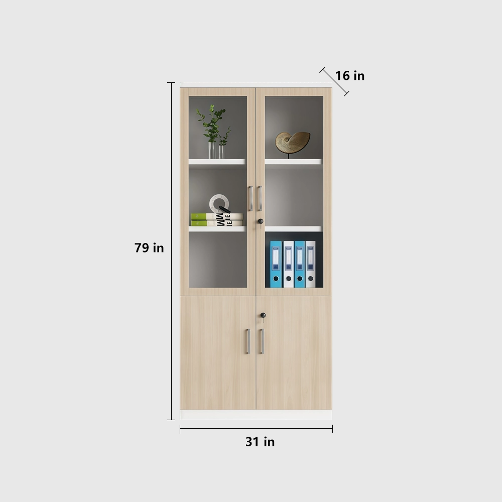 Wooden Bookcase with Lock & Glass Display - image 7