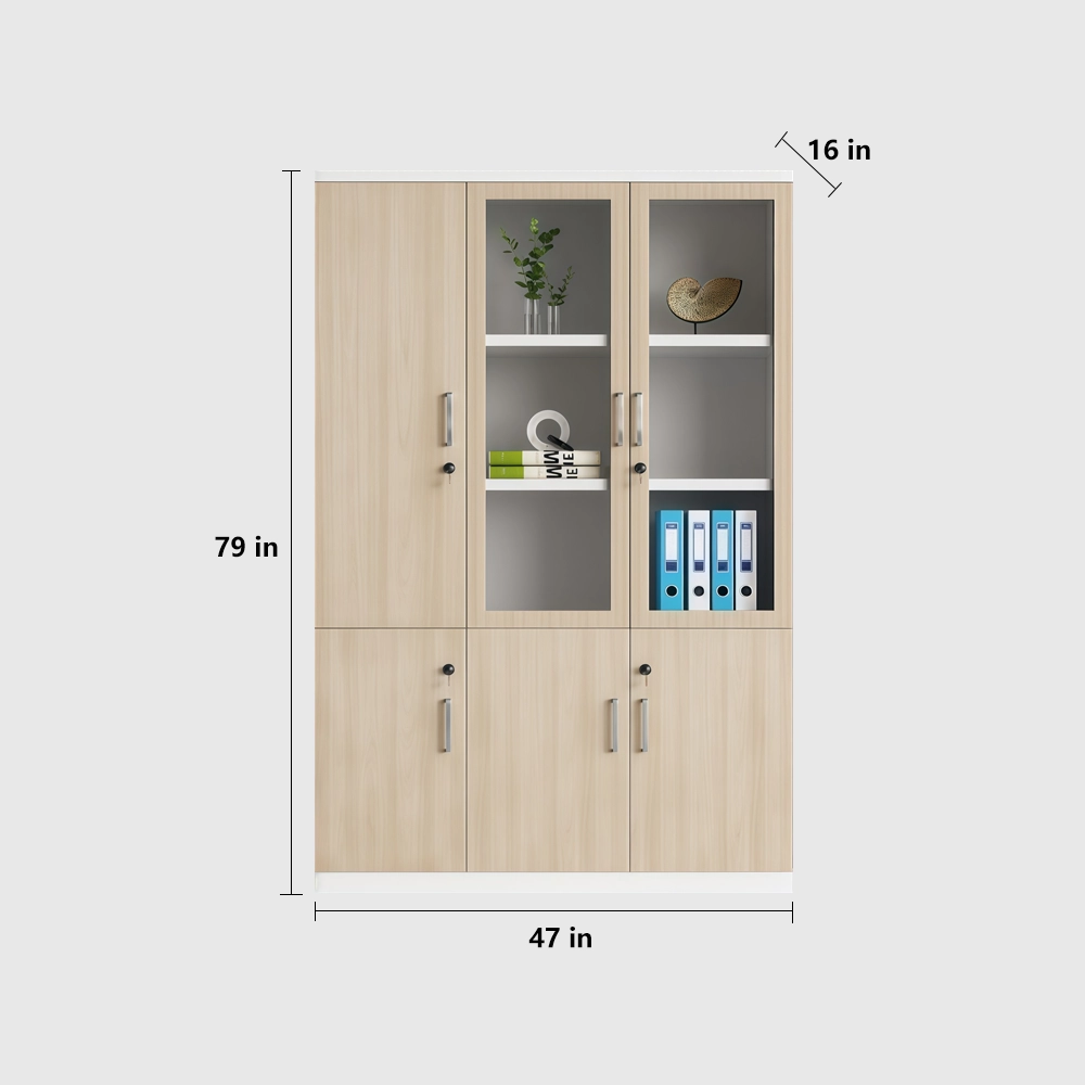 Wooden Bookcase with Lock & Glass Display - image 8