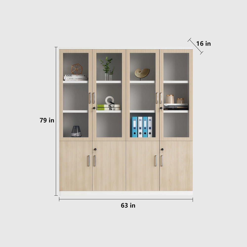 Wooden Bookcase with Lock & Glass Display - image 9