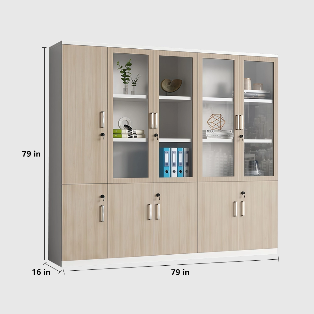 Wooden Bookcase with Lock & Glass Display - image 10