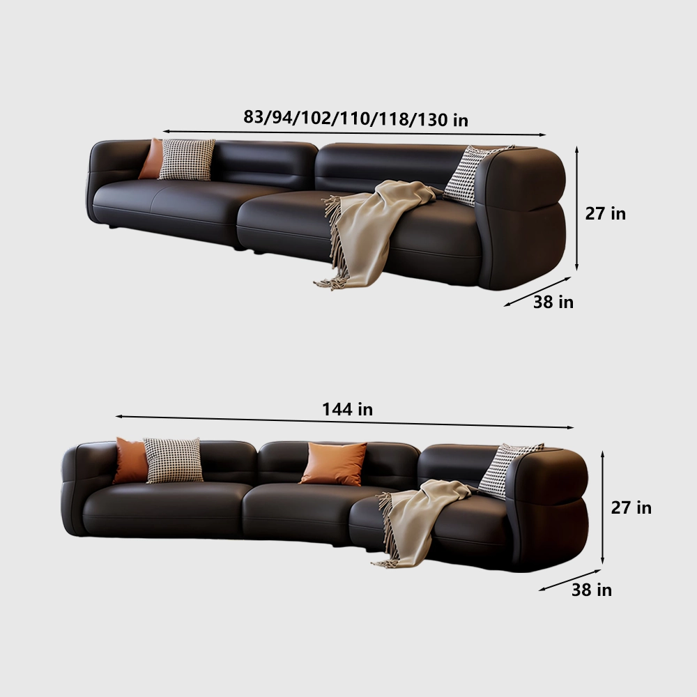Curved Black Leather Sofa for Large Living Rooms - image 7