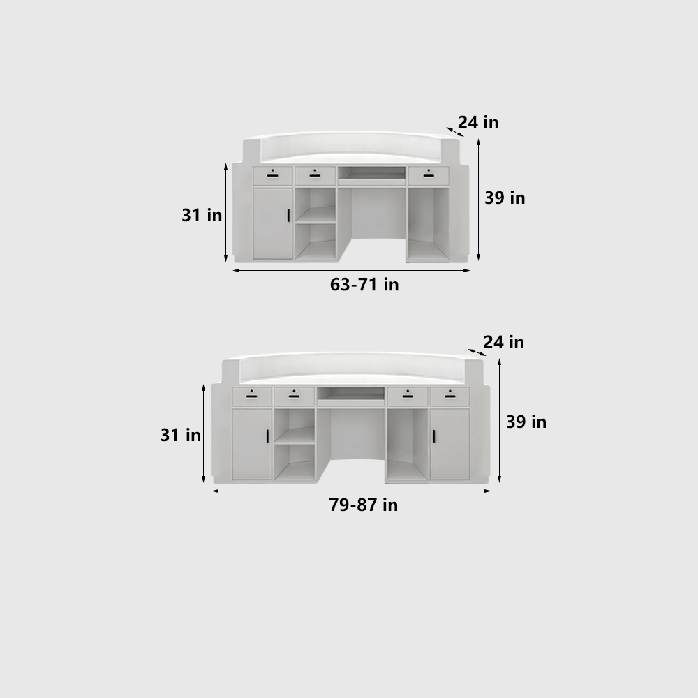 Modern Curved Service Counter with Wooden Grille - image 6