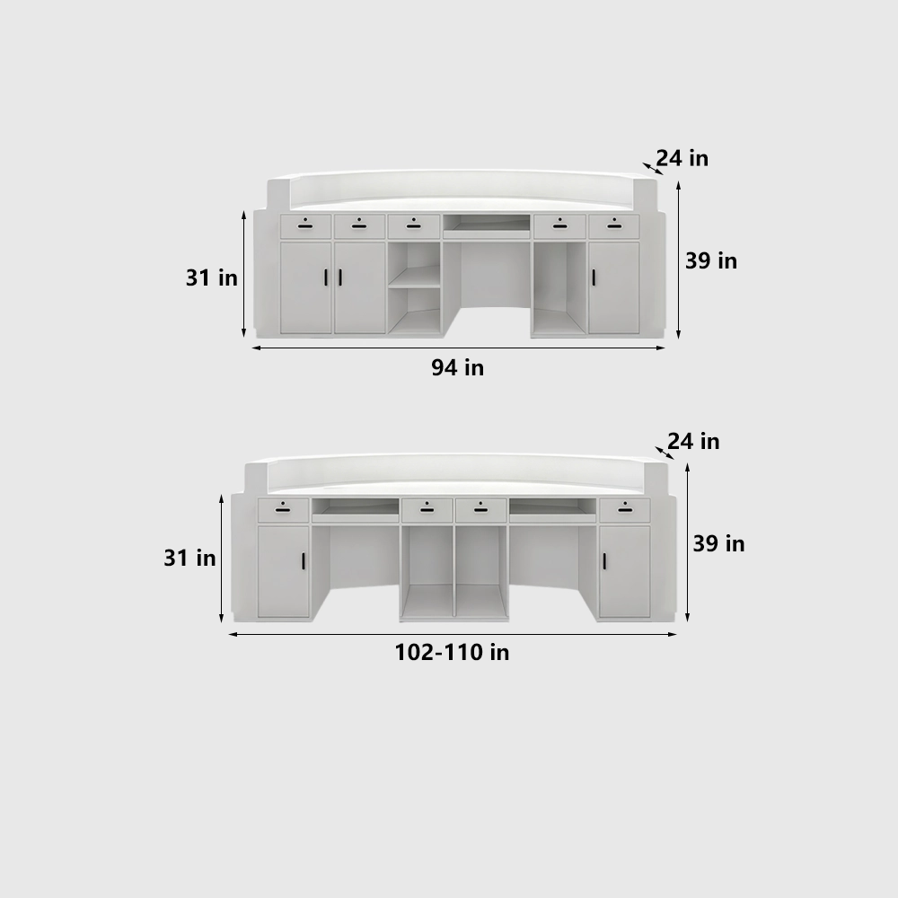 Modern Curved Service Counter with Wooden Grille - image 7