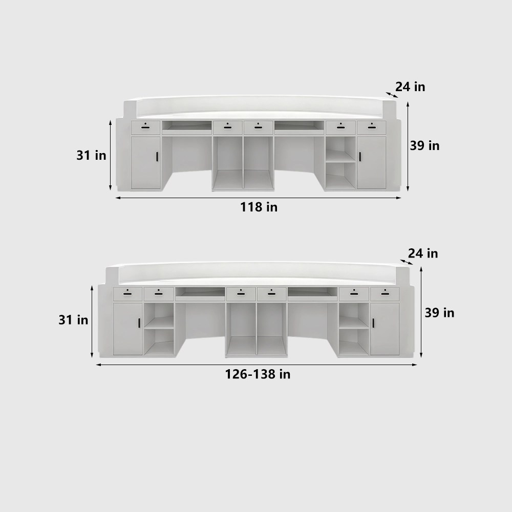 Modern Curved Service Counter with Wooden Grille - image 8