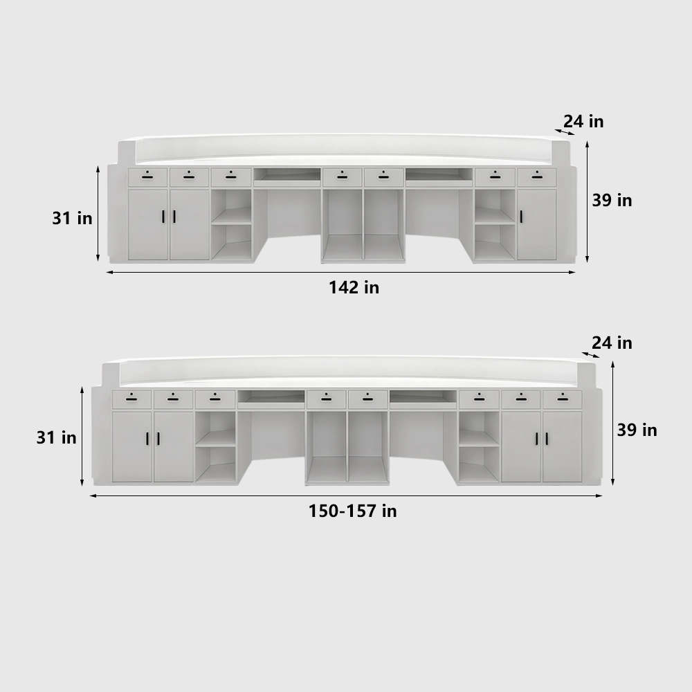 Modern Curved Service Counter with Wooden Grille - image 9