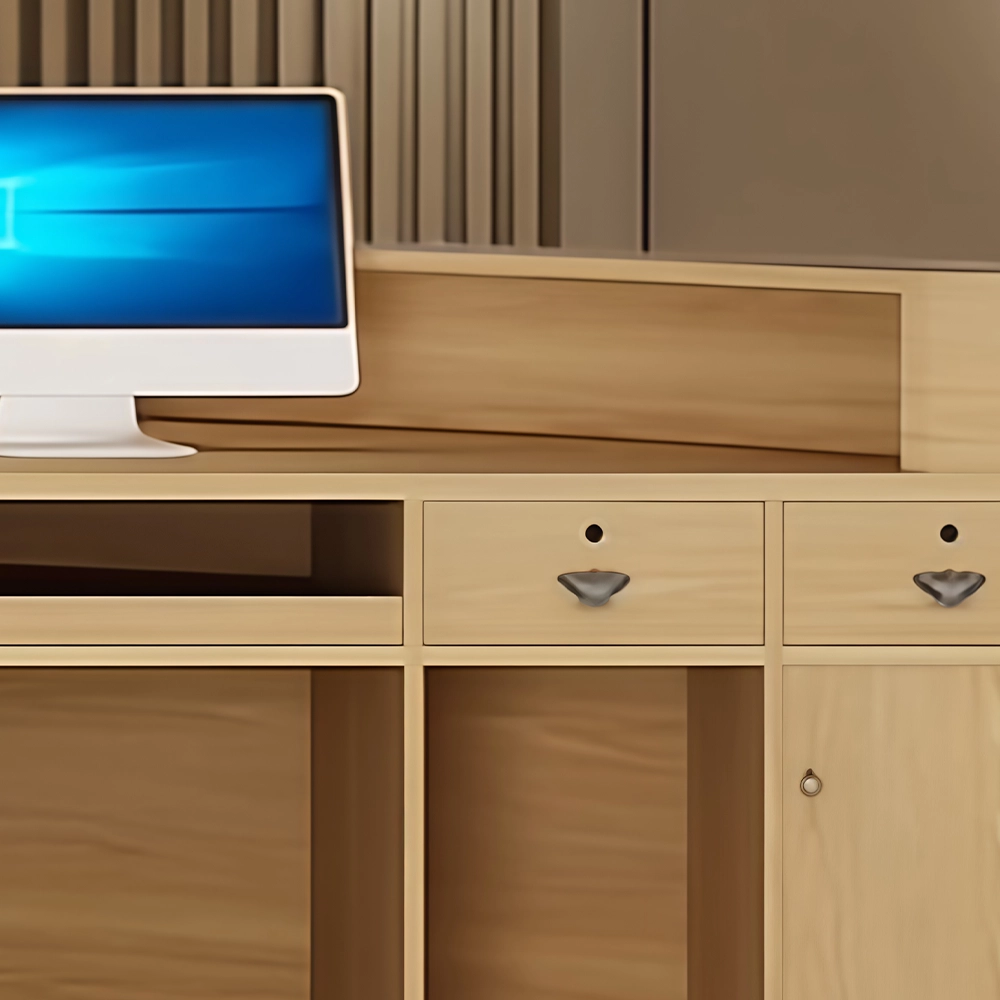 Versatile Curved Wooden Reception Counter - image 4