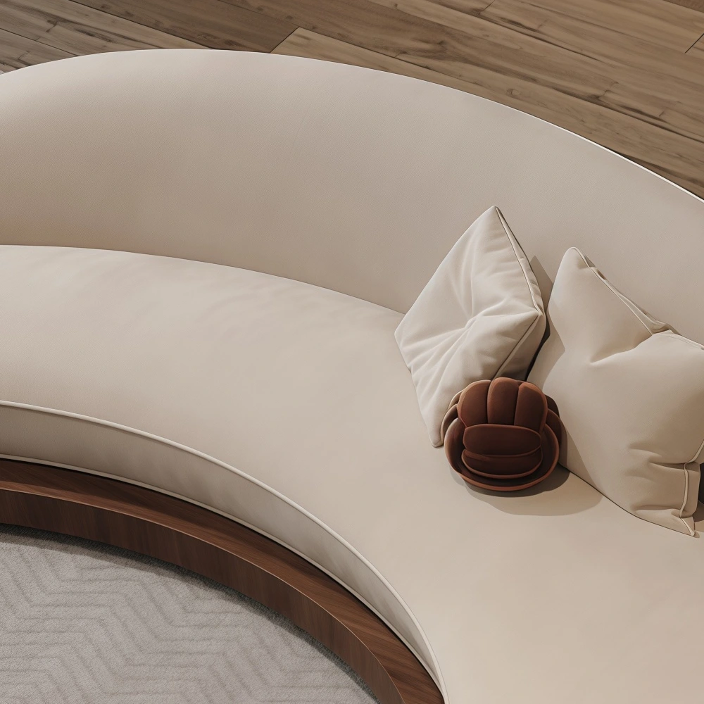 Retro Solid Wood Curved Sofa - image 4