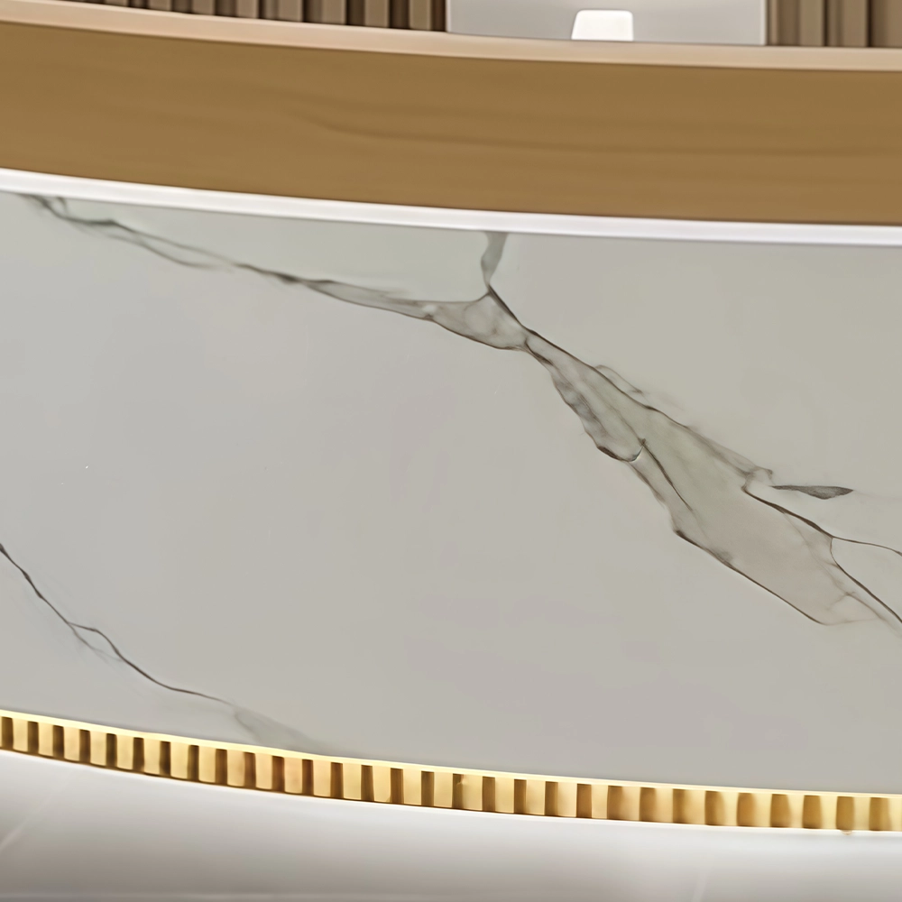 Versatile Curved Wooden Reception Counter - image 5