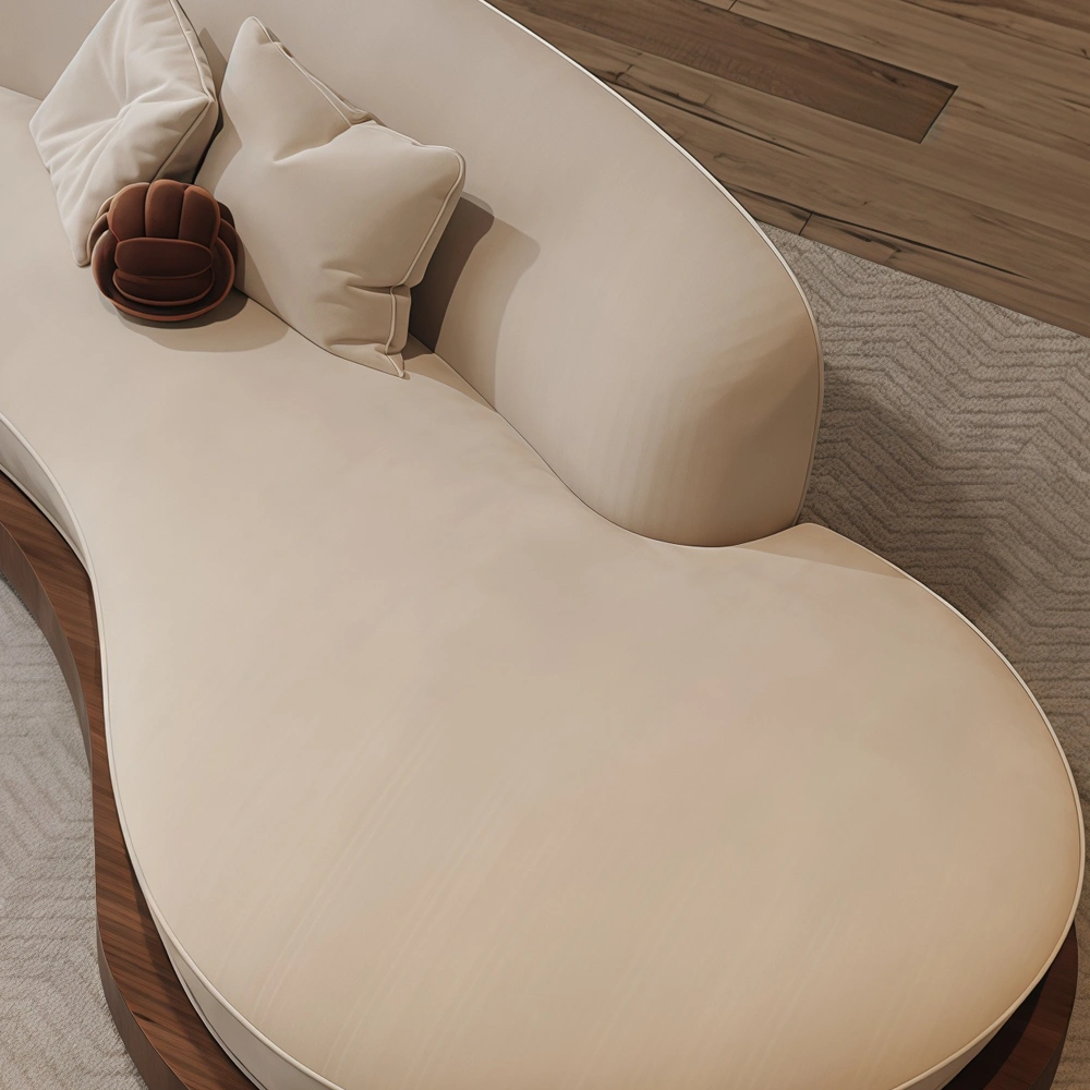 Retro Solid Wood Curved Sofa - image 5