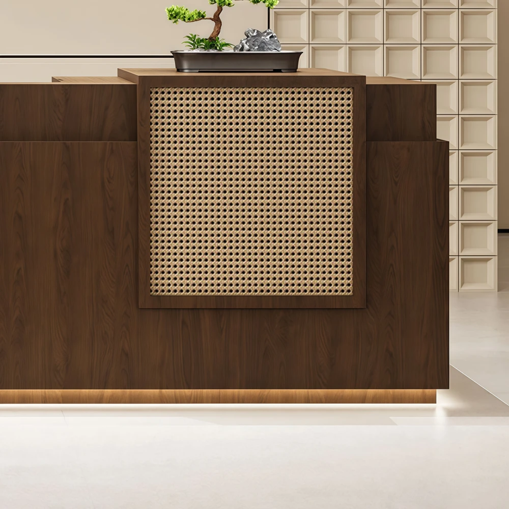 Wabi-Sabi Front Desk – Rattan & Retro Bar Counter - image 5
