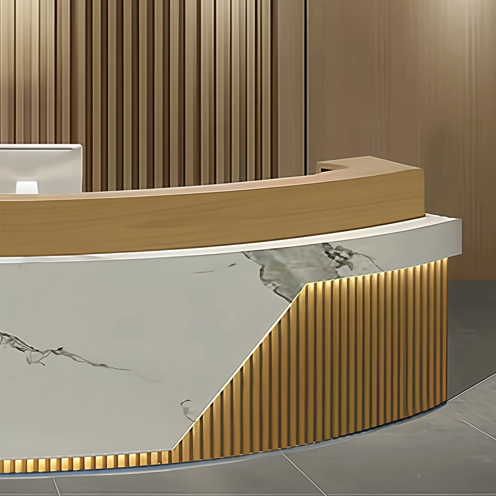 Versatile Curved Wooden Reception Counter - image 6
