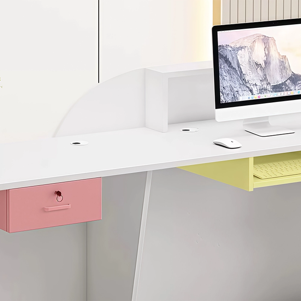 Elegant Light Luxury Cashier Desk – High-Gloss Painted Reception - image 5