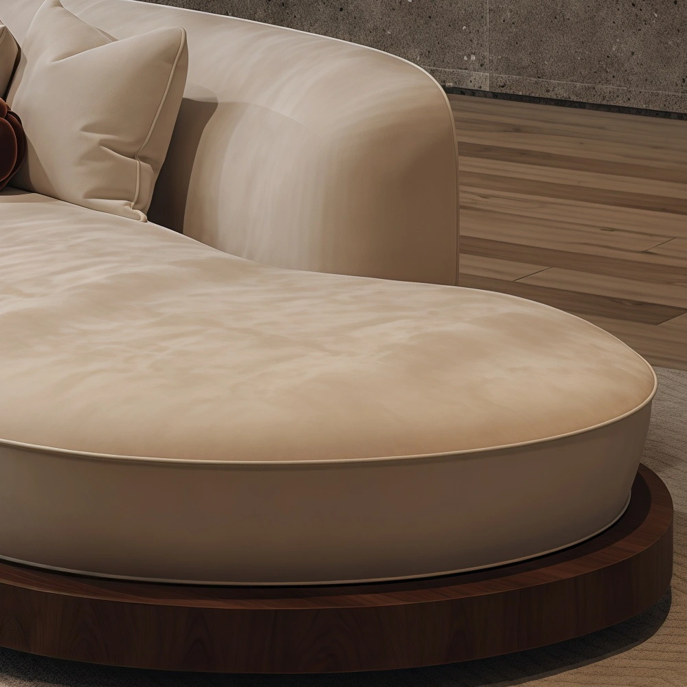 Retro Solid Wood Curved Sofa - image 6