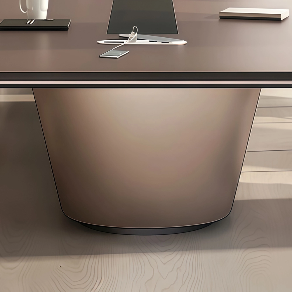 Faux Leather Finish Conference Table – Luxury Long Rectangular Training Desk - image 6