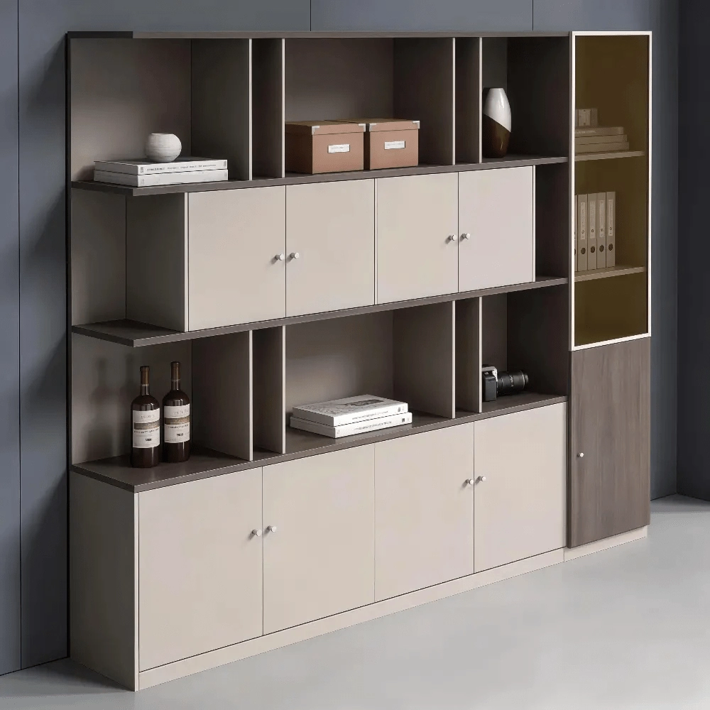 Lockable Wooden File Cabinet Tall Office Storage Cabinet with Shelves - image 3