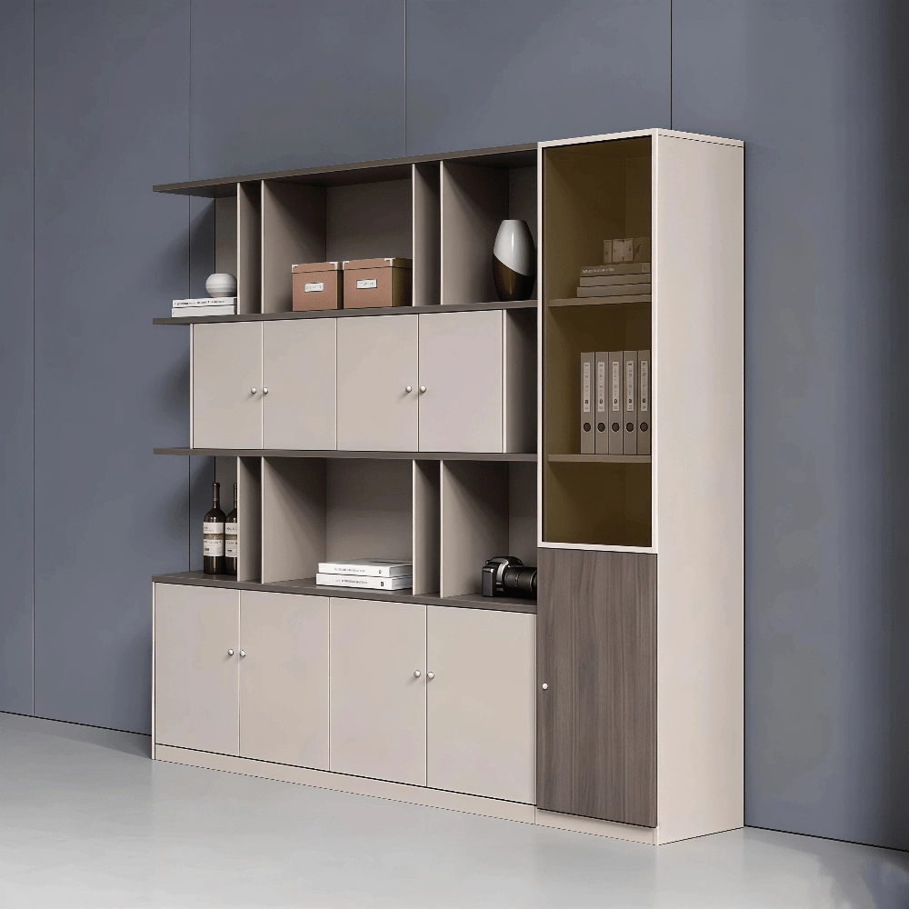 Lockable Wooden File Cabinet Tall Office Storage Cabinet with Shelves - image 4