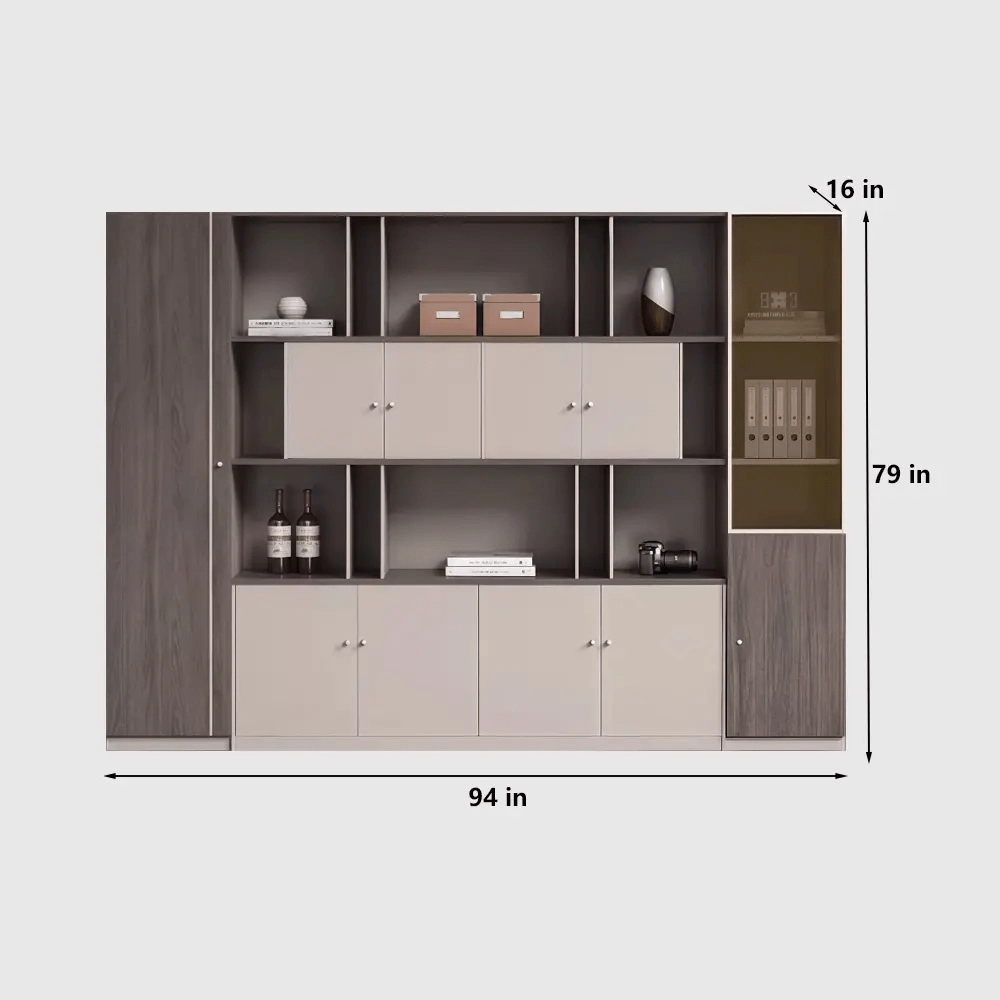 Lockable Wooden File Cabinet Tall Office Storage Cabinet with Shelves - image 10