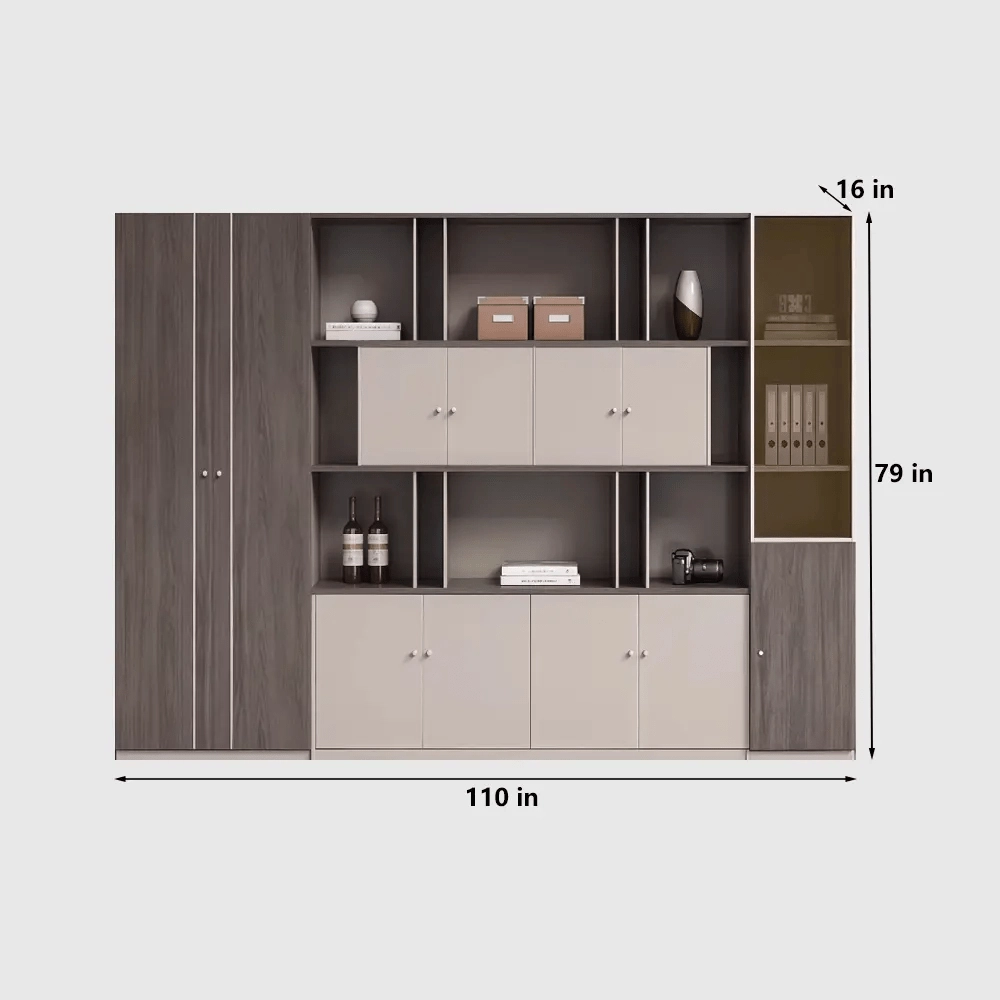 Lockable Wooden File Cabinet Tall Office Storage Cabinet with Shelves - image 11