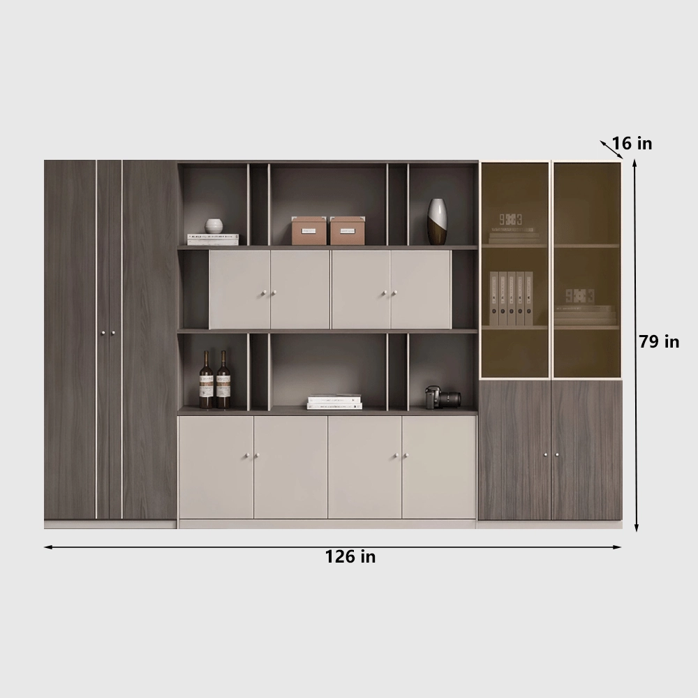 Lockable Wooden File Cabinet Tall Office Storage Cabinet with Shelves - image 12