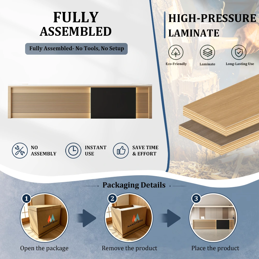 Modern Log Reception Counter for Beauty Salon & Hotel Lobby - image 11