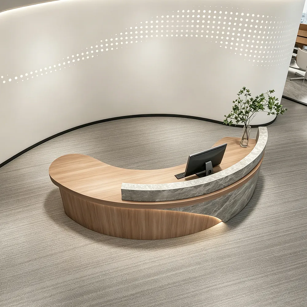 Modern Minimalist Beauty Salon Curved Reception Desk - image 3