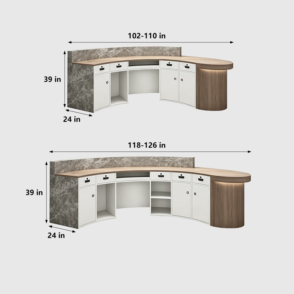 Modern Minimalist Beauty Salon Curved Reception Desk - image 8