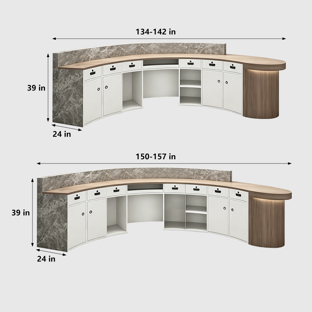 Modern Minimalist Beauty Salon Curved Reception Desk - image 9