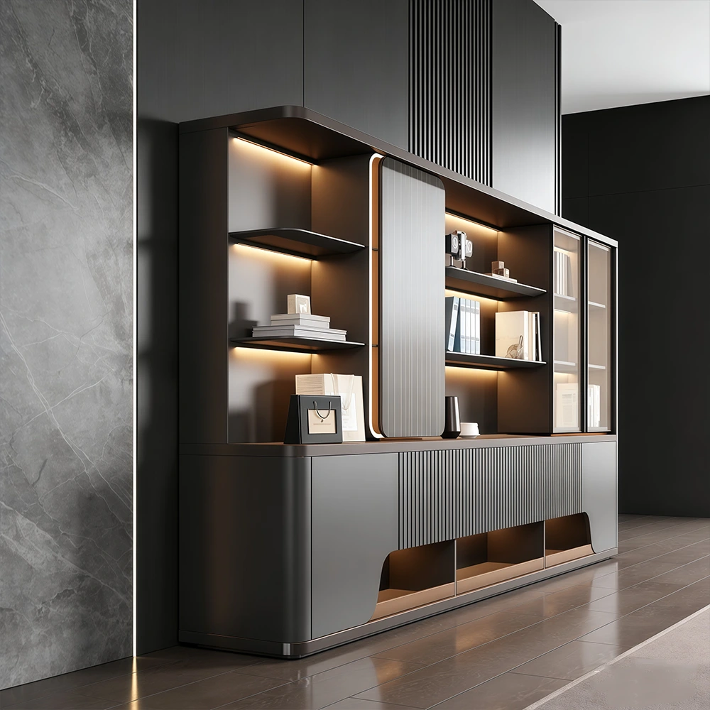 Modern Luxury Wooden Executive Office Bookcase with Filing Shelves - image 2