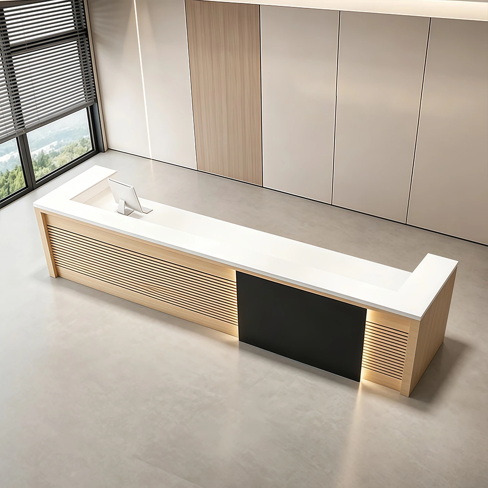 Modern Log Reception Counter for Beauty Salon & Hotel Lobby - image 2
