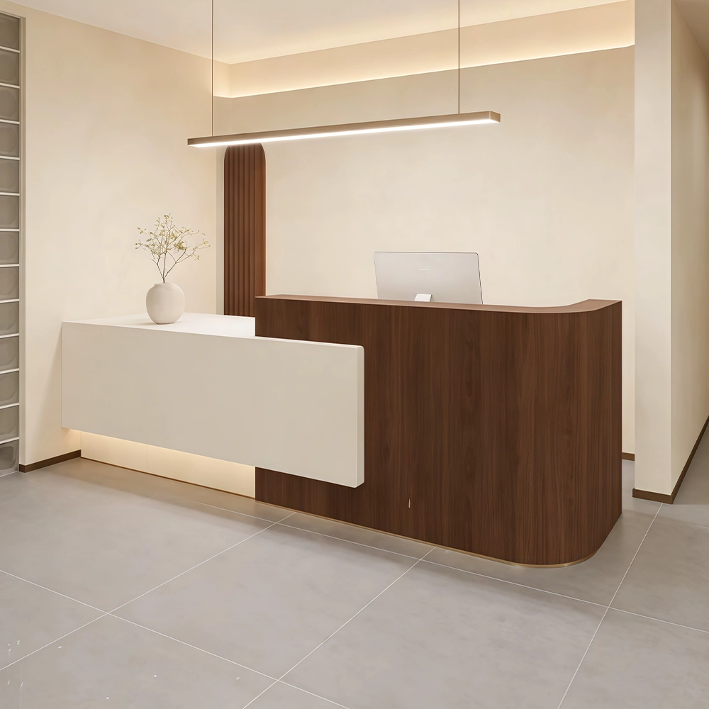 Modern Minimalist Wood Grain Style Reception Desk - image 2