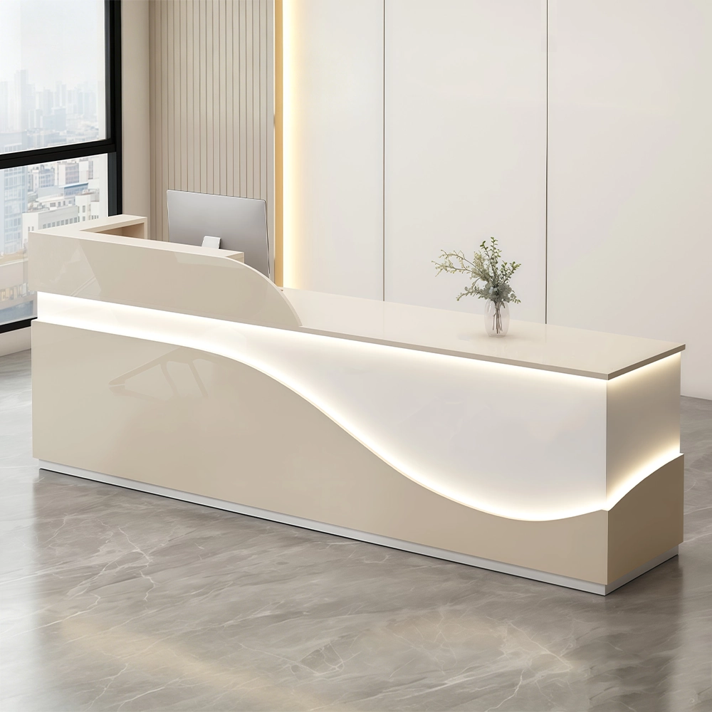 Elegant Light Luxury Cashier Desk – High-Gloss Painted Reception - image 3
